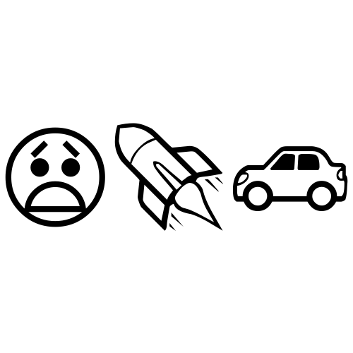 😧🚀🚗 Emoji Domain black and white Symbola rendering
